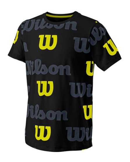 WILSON All Over Logo Tech T-shirt Garçons - Noir , Multicouleur